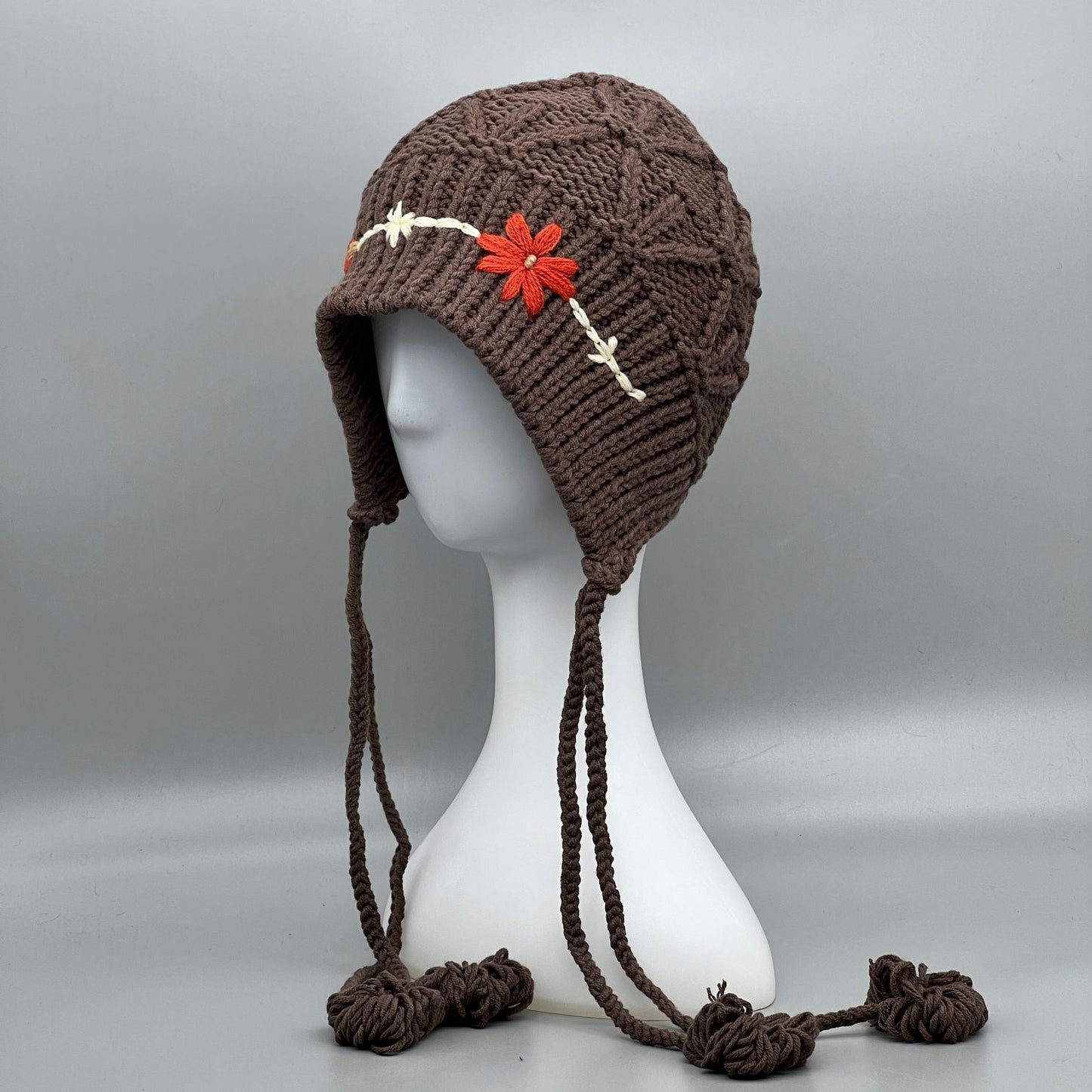 Fashionable Hand Knitted Hat Female Flower