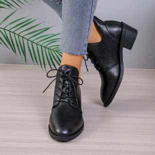 Autumn And Winter Plus Size Women's Wedge Temu Vintage Leather Shoes