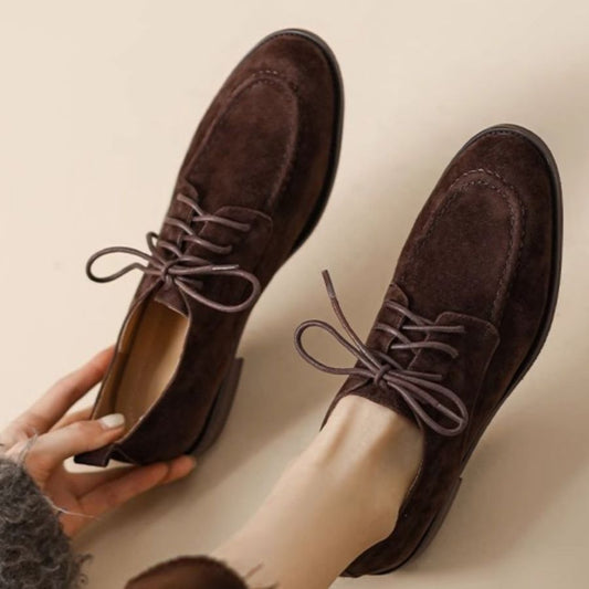 Retro Loafers Lace-up Deep Mouth Pumps Women