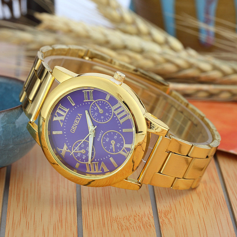 Quartz watch with steel strap