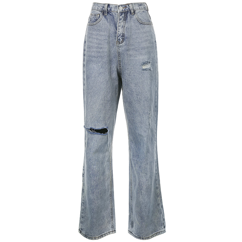 Hong Kong-stil vintage jeans med huller på knæene