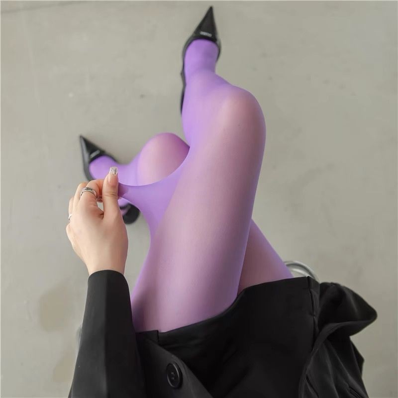 Women's Pure Pure Color Cored Silk Ultra-thin Transparent Stockings