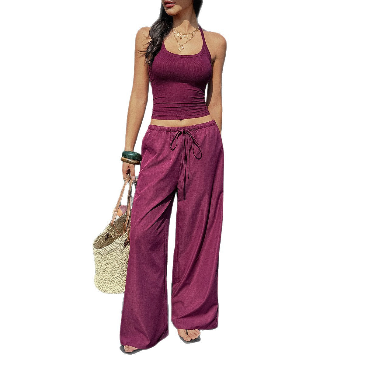 Women's Fashion Casual Suspender Pants Set