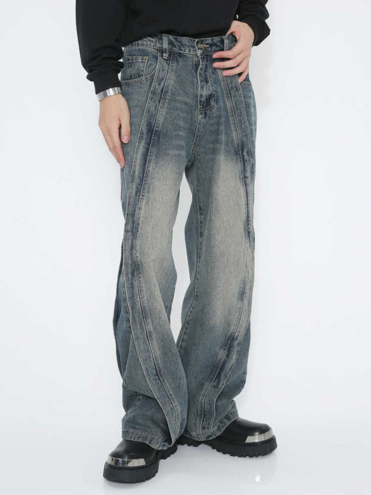 Design Inspired Loose Straight Leg Mid Waist Jeans
