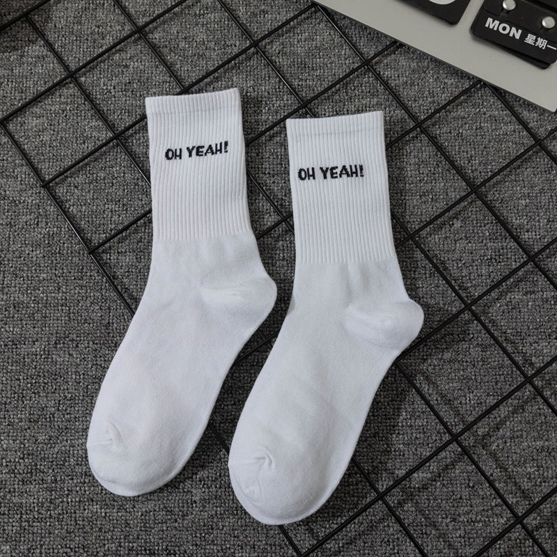 Letter White Men's Long Socks