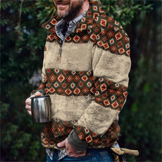 Autumn And Winter Casual Button Pocket Flannel Plush Men's Sweater