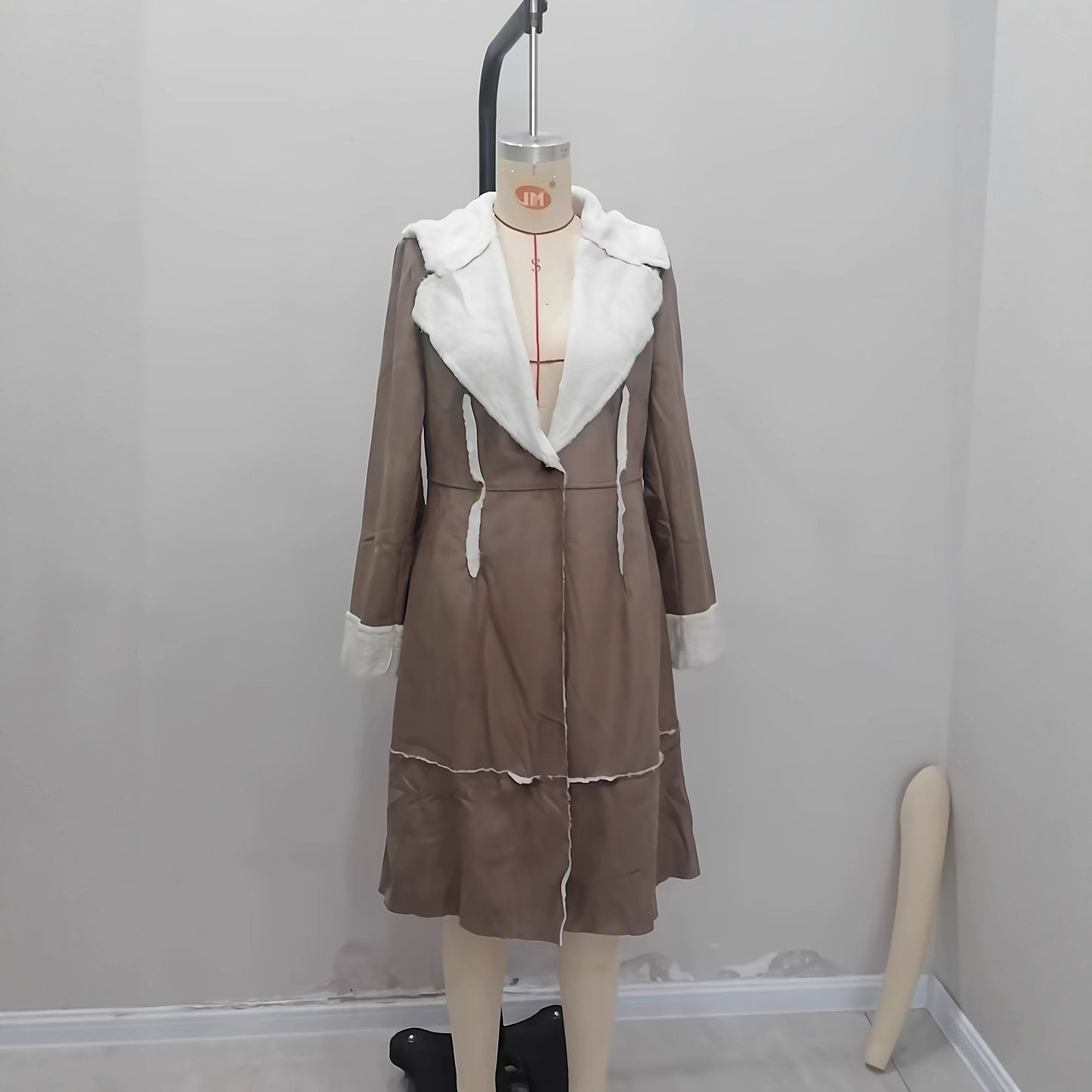 Women's Mid-length Fleece-lined Composite Velvet Warm Coat