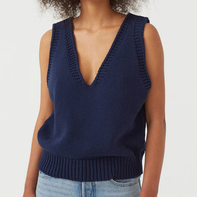 Ladies Knitted Vest Sleeveless Sweater