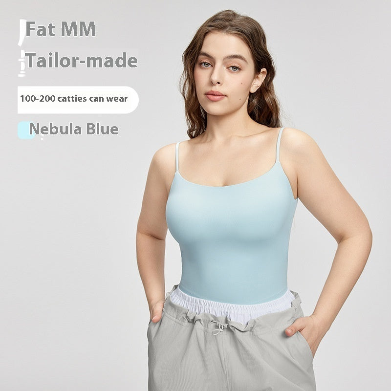 Nude Feel Plus Size Yoga Vest With Chest Pad Fitness