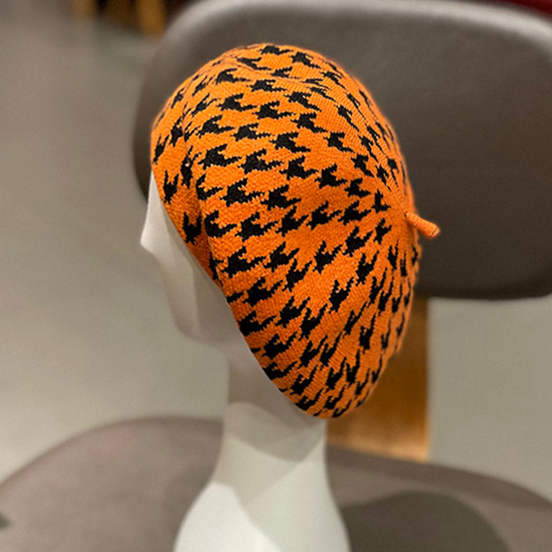 Women's All Match Alpaca Plaid Wool Beret Hat