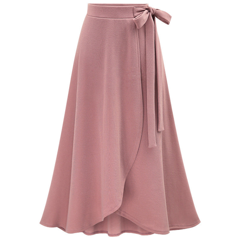 Women's mid-length lace-up skirt