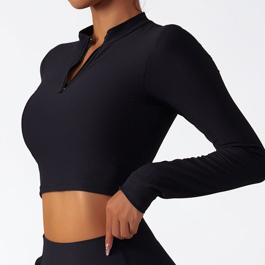 Long Sleeve Yoga Suit Running Training Belt Chest Pad Top