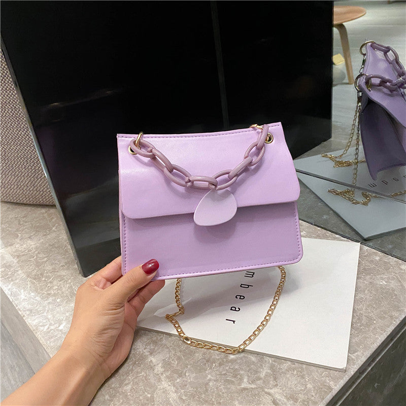 European And American Style PU Handbag Pure Color Chain
