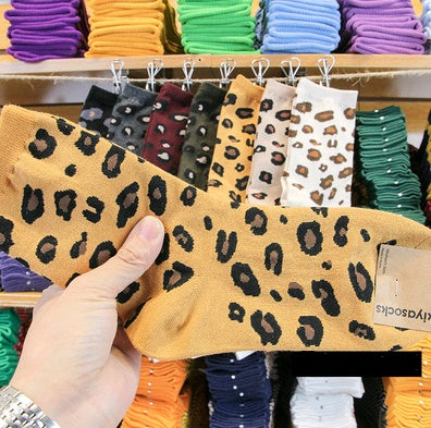 Leopard socks, female leopard, personality, tide, autumn and winter, Korean version, stockings