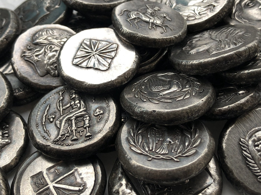 Thickened Weighted Greek Coin Brass Silver Plated Antique Crafts