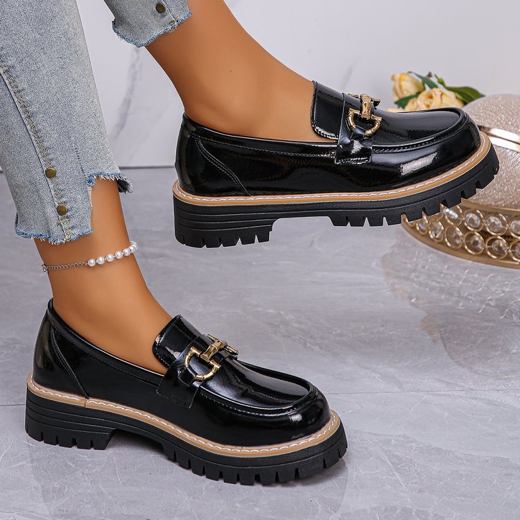 Retro Farvematchende Afslappede Chunky Hæl Plateau Pumps