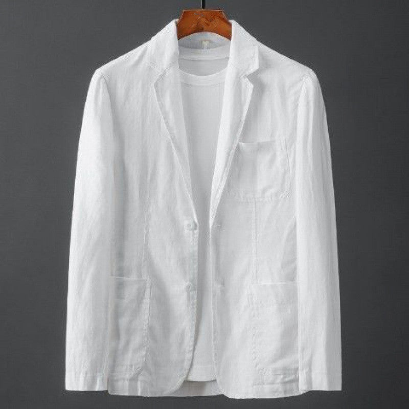 Summer Solid Color Linen Men's Spring Youth Slim Fit Fashion Casual Jacket