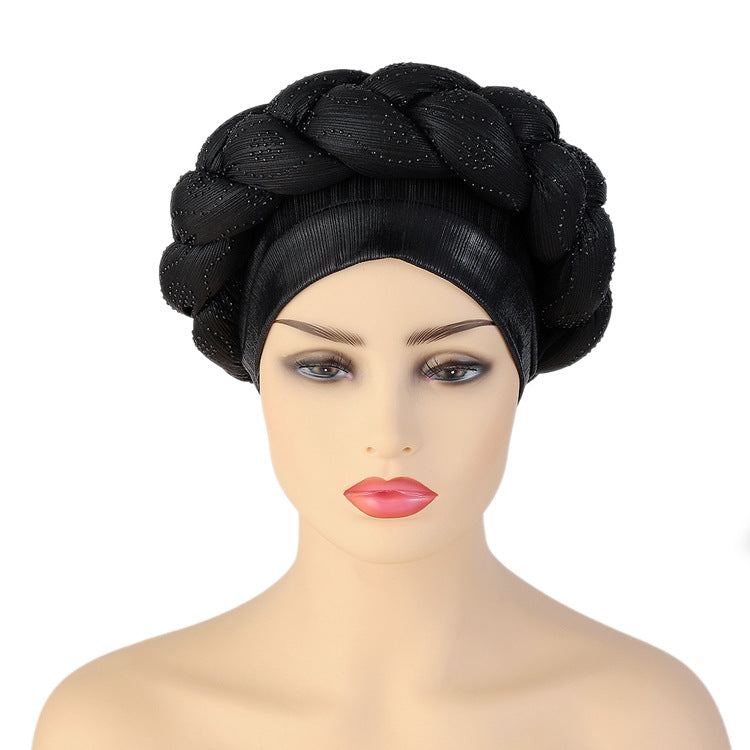 Beauty Strip Hot Drill Thick Braid Hat