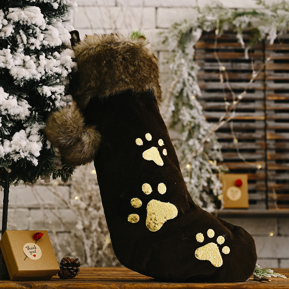Flannel Pearl Snowflake Christmas Stocking White