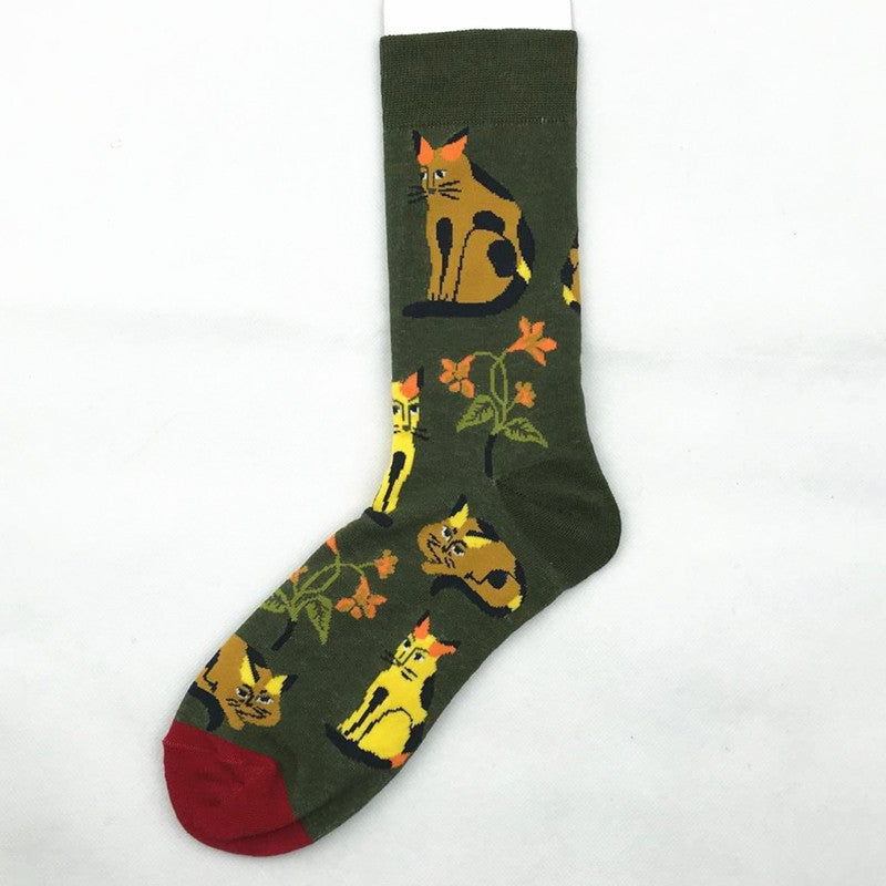 Mid tube ladies cotton cartoon socks jacquard socks