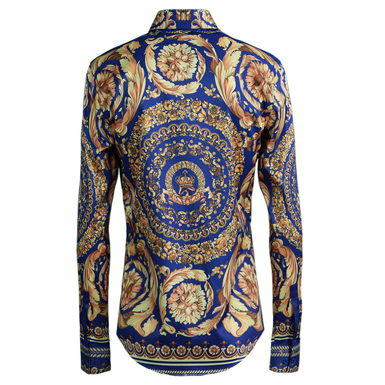 Ny Royal Fuld Version Af Symmetrisk Palads Krone Blomst Strygefri Reparation Mode Herreskjorte