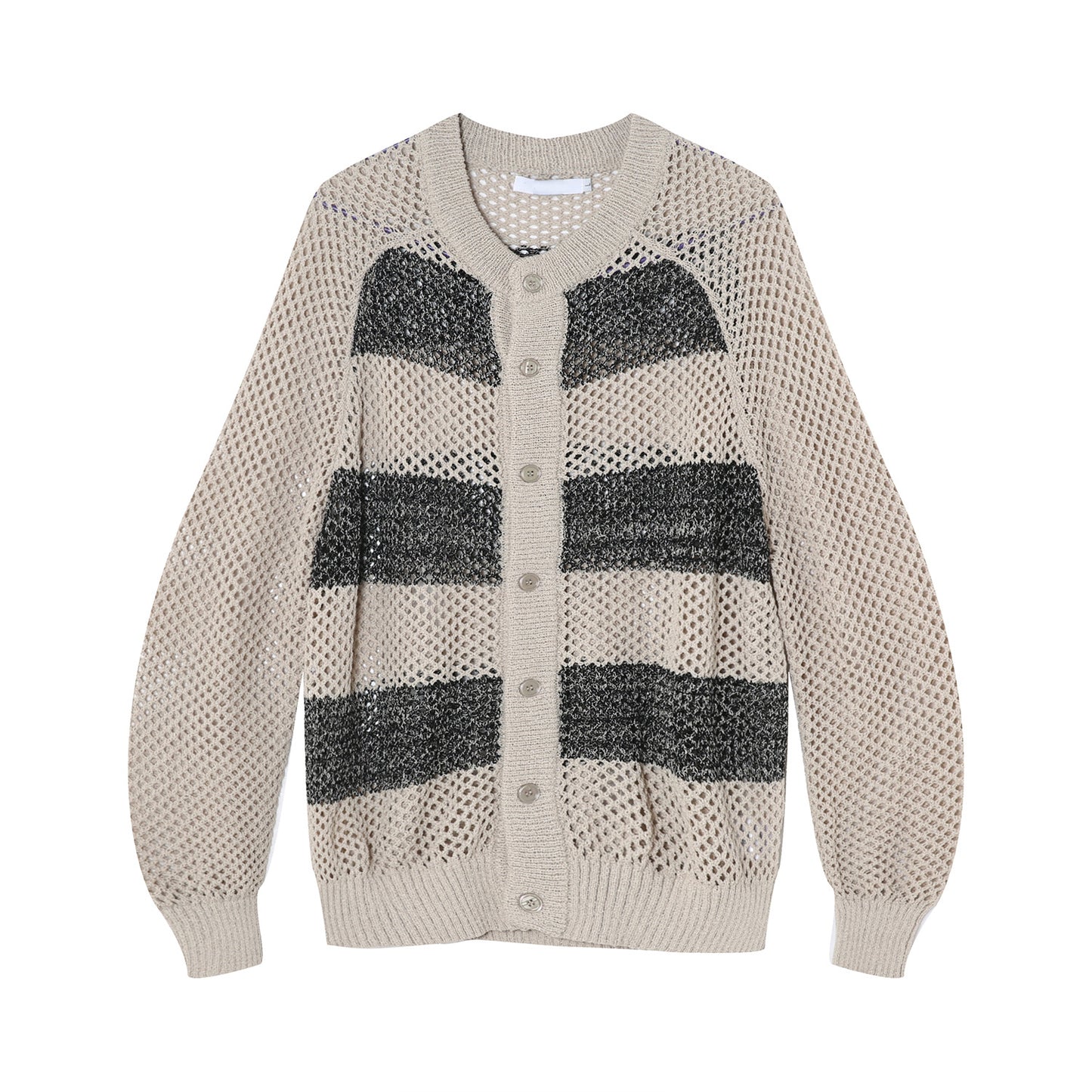 Autumn New Korean Style Contrast Color Striped Hollow Knitted Sweater Coat Ins