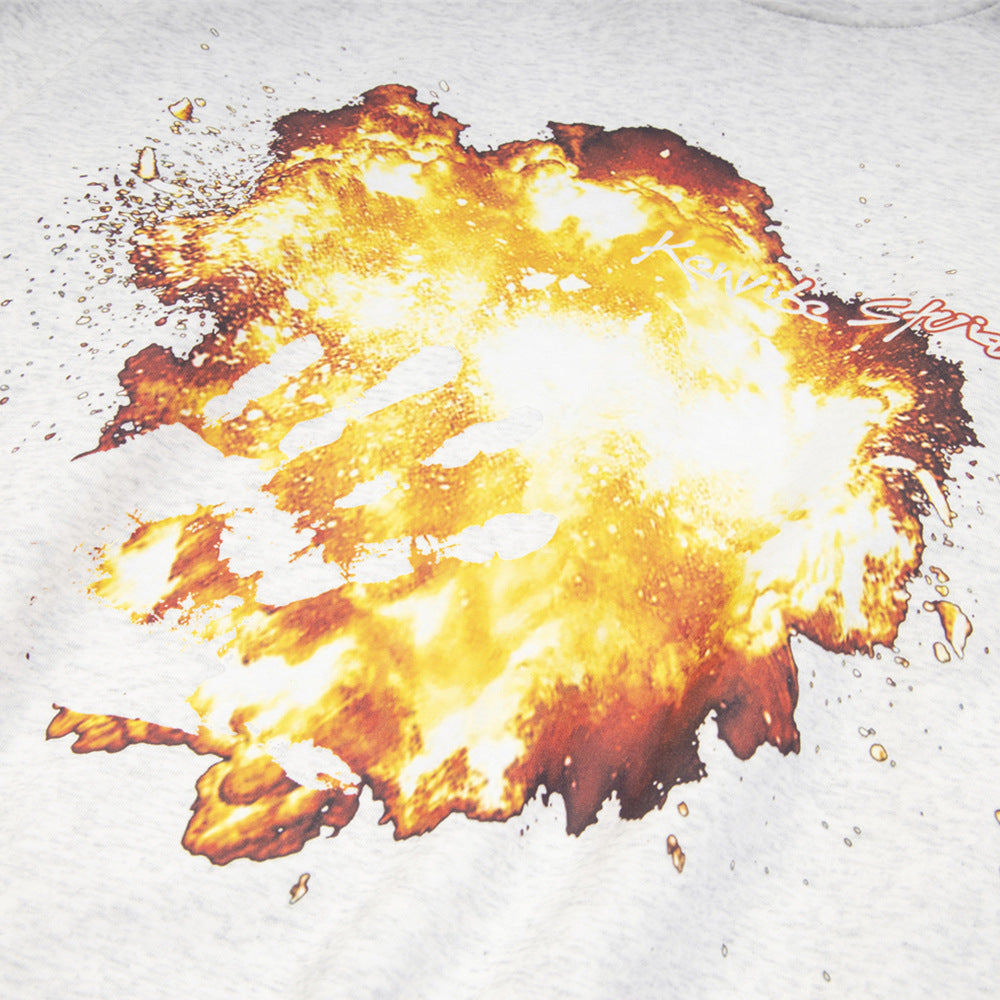 Flame Print Hooded Loose Sweater