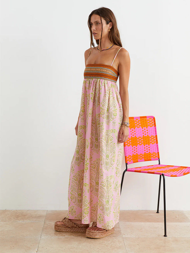 Women's Graffiti Cotton And Linen Printed Large Swing Dress