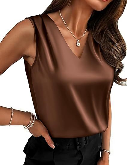 Womens V-Neck Pleated FormalCasual Sleeveless Vest