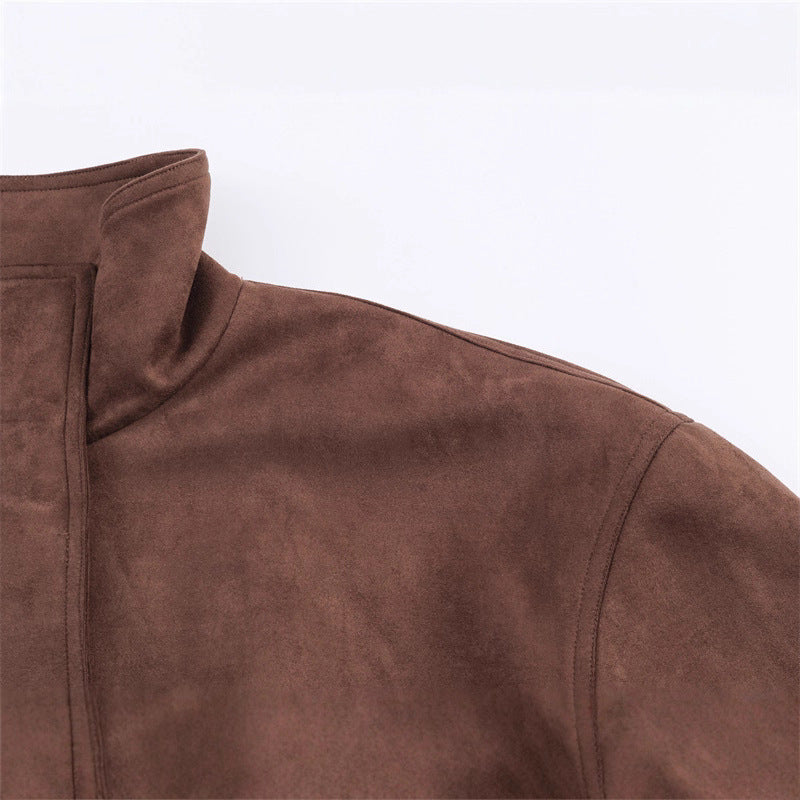 Womens Stylish And Minimalist Suede Jacket Coat