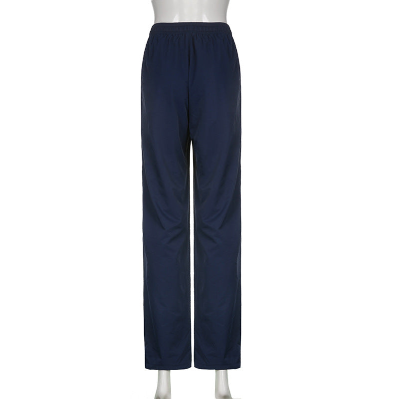 Elastic Lace Up High Waist Loose Casual Trousers
