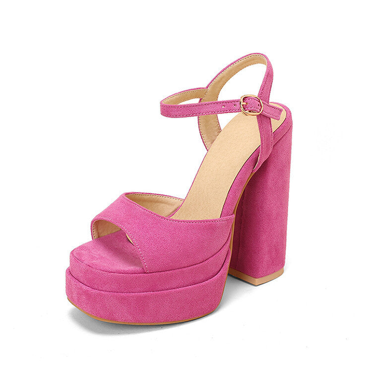 Hollow Chunky Satin High Heel Fish Mouth Women's Shoes