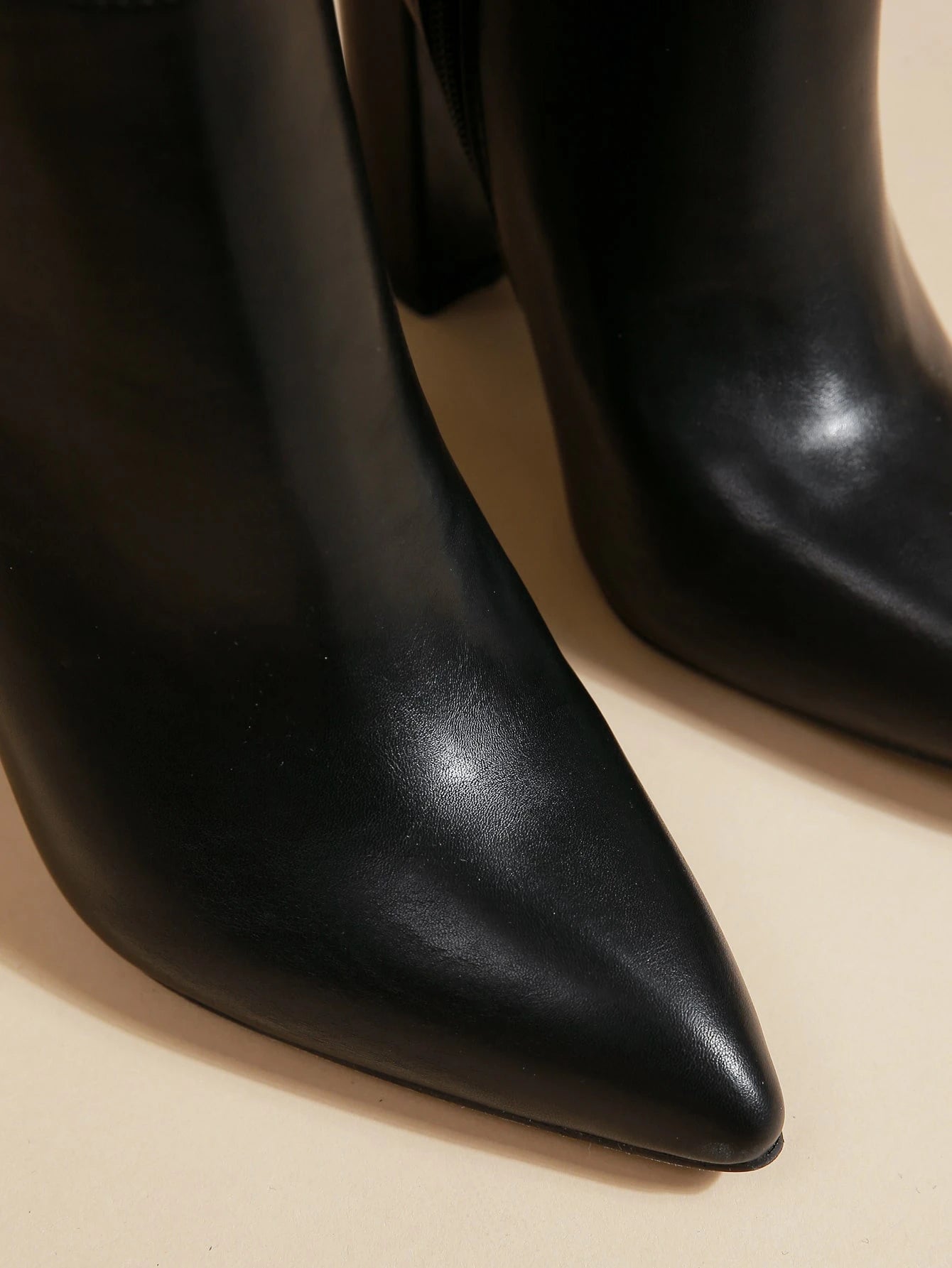 Women'S Solid Color Shiny Leather Knee-High Boots, over the Knee Boots, Mid-Calf Boots, Pointed Toe Chunky Heel Side-Zipper Winter Boots for Warmth,Fashion Match Dress,Black Boots