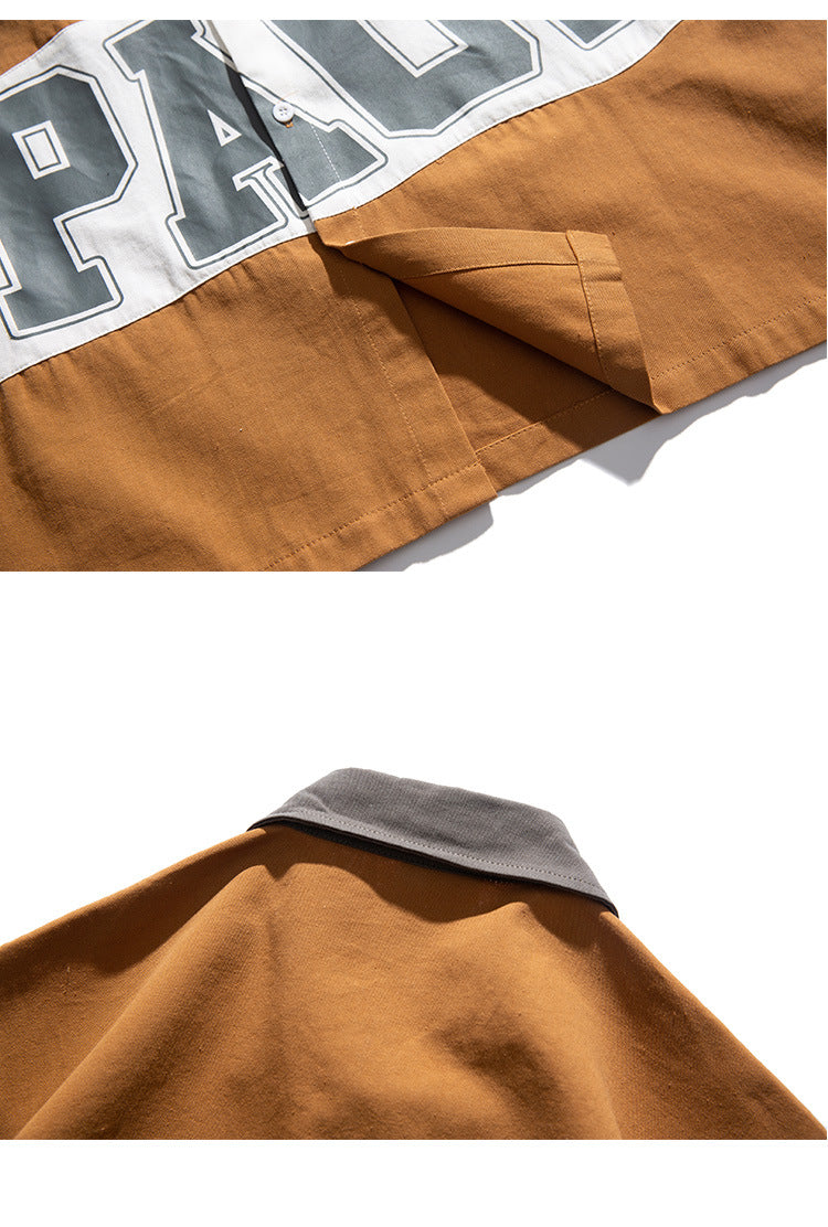 Contrasting Color Large Letter Print Fashion Brand Short Sleeves