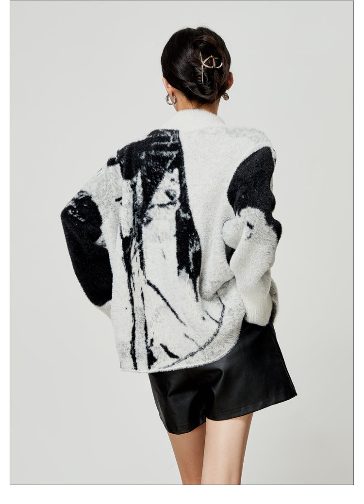 Dame Sweater Afslappet Stil Strikket med Lynlås