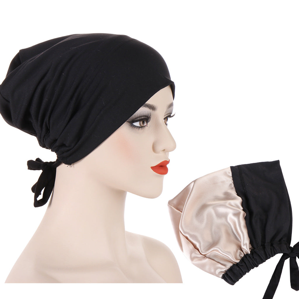 Women's Multicolor Satin Drawstring Sleeve Cap