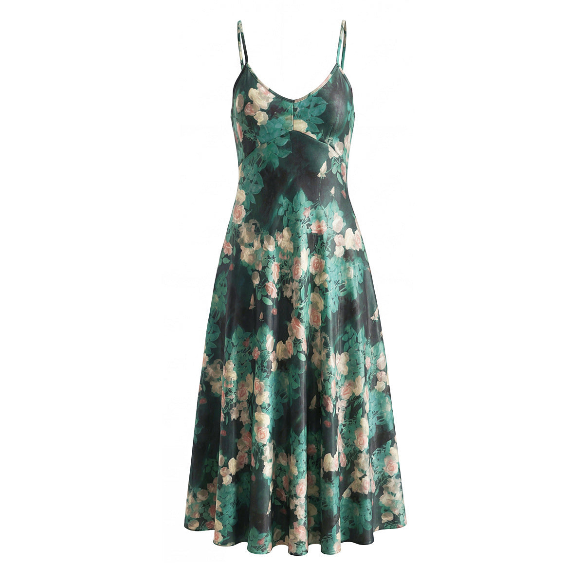 Slimming Crying Rose Printed Dress