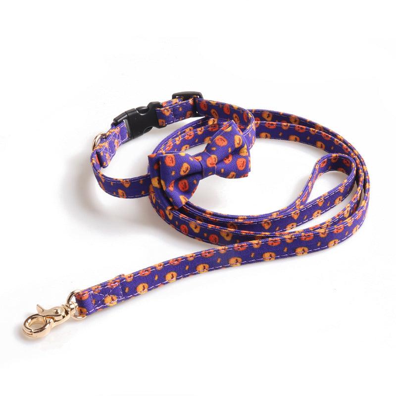 Halloween series pet collar bowknot pumpkin ghost pattern