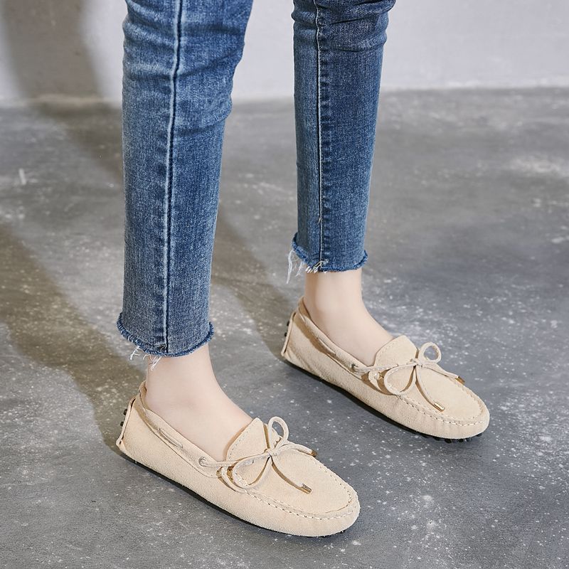 The New Bowknot All-match Leather Breathable Shallow Flat Shoes