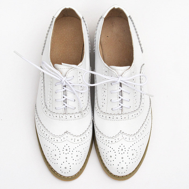 Women's Fashion Leather British Style Pointed Toe Flat Shoes