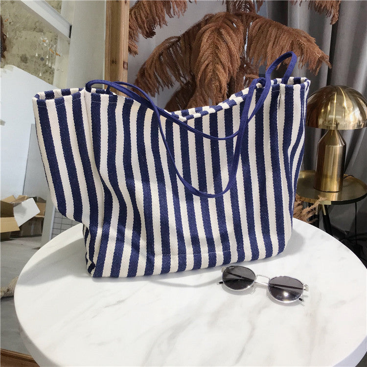 Women's Fashion Vintage Stripe Simple Canvas Bag