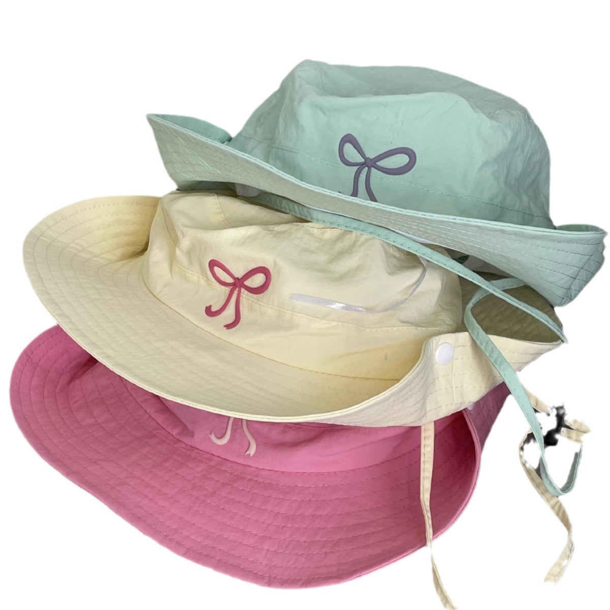 Summer New With Wind Proof Rope Thin Bucket Hat Women