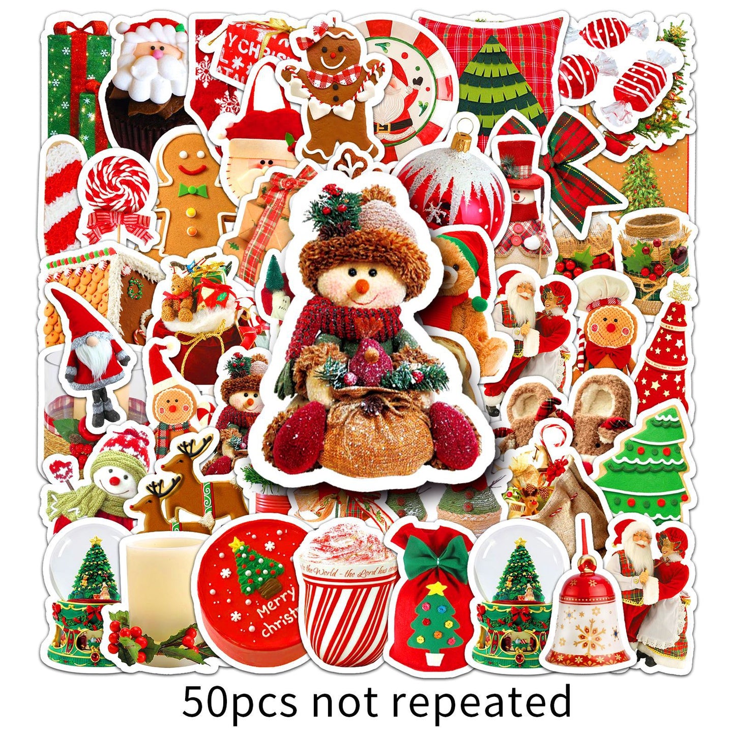 Christmas Decoration Santa Snowman Gingerbread Elk Cartoon Waterproof Water Cup Journal Stickers