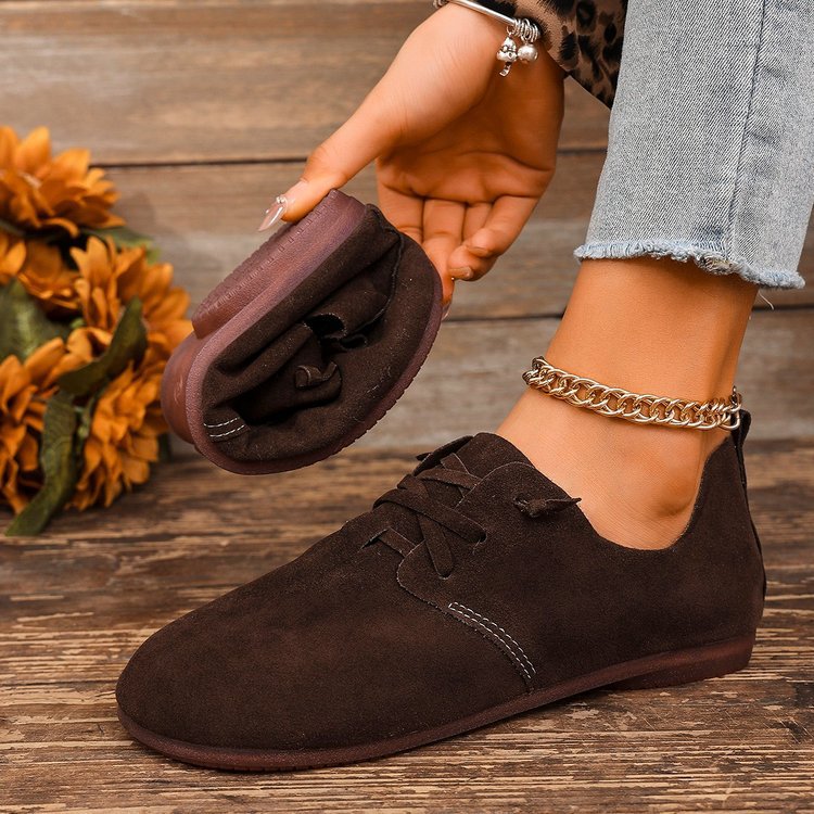 New Retro Boken Flannel Casual Pumps Women