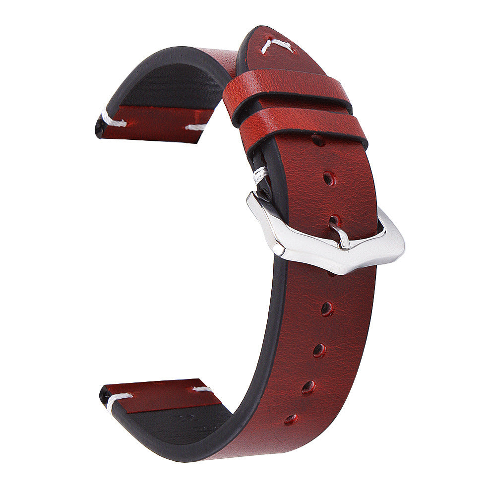 Men's Retro Cowhide Oil Wax Simple Strap