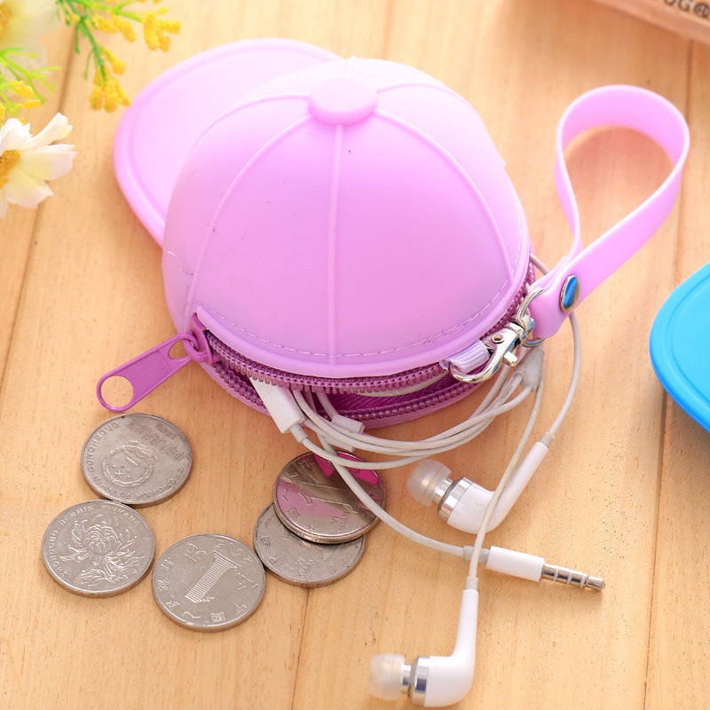 Korean Style Candy Color Hat Coin Bag Silicone Cartoon Creative Zipper Wallet