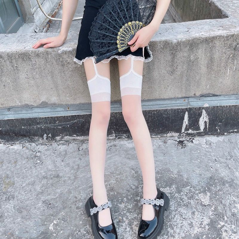 Thin Summer Aurora Polka Dot Sling One-piece Stockings