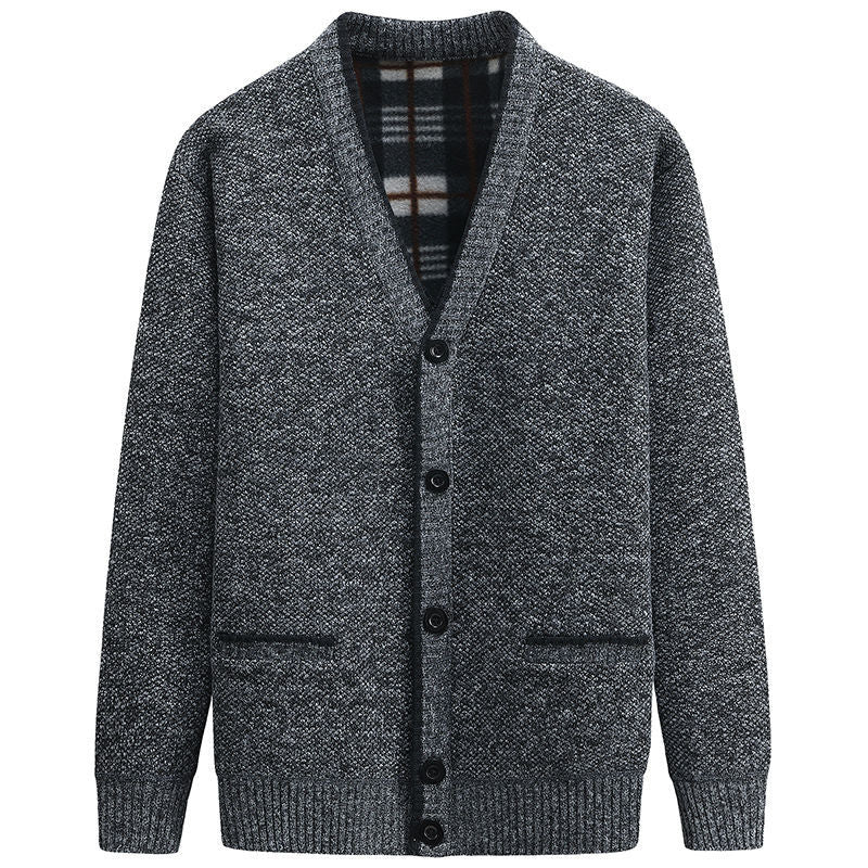 Men's Thickened Fashion Cardigan Sweater V-neck Slimming