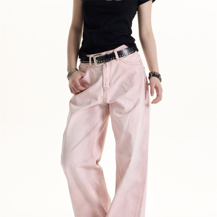 Retro Cherry Blossom Wide-leg Draping Mop Jeans
