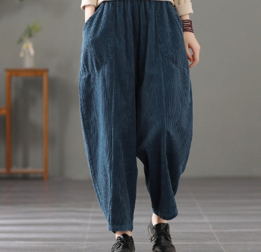 Retro Corduroy Casual Harlan Trousers Female